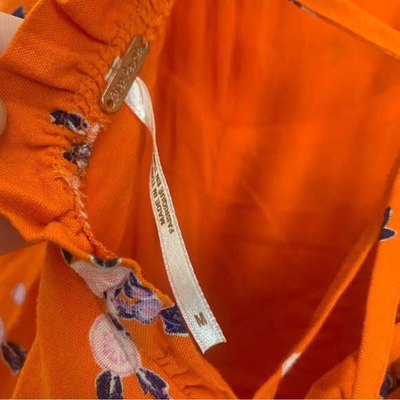 Free People Like a Lady Orange Floral Mini Dress size M - Picture 3 of 5